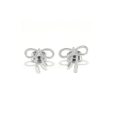 Cタイプ・シルバー | ピアス リボンかわいいバレエコア韓国ファッションチタンポスト アクセサリー | ボディピアス専門店凛RIN