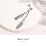 軟骨ピアス ダブルフェザー羽チェーンスタイリッシュ金属アレルギー対応 ボディピア… | ボディピアス専門店凛RIN | 詳細画像2 