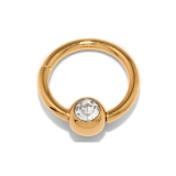 クリアジュエル・ゴールド | 軟骨ピアス かわいい24Kピンクゴールド リングピアスセグメントクリッカーフープ… | ボディピアス専門店凛RIN