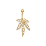 ゴールド | へそピアスかわいい 葉っぱウィード草デザインおしゃれスタイリッシュ ボディピアス | ボディピアス専門店凛RIN