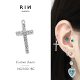 チャーム クロス十字架シルバーCZ アレンジパーツカスタマイズピアスボディピアス | ボディピアス専門店凛RIN | 詳細画像1