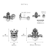 軟骨ピアス ハート王冠王様翼ウィングシルバースタイリッシュ ボディピアス | ボディピアス専門店凛RIN | 詳細画像8 