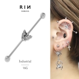 軟骨ピアス インダストリアル蝶々 ロングバーベルカスタマイズ | ボディピアス専門店凛RIN | 詳細画像1
