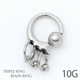 [10G]ビーズリング0070 トリプル シルバー | ボディピアス専門店凛RIN | 詳細画像1 