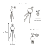 軟骨ピアス スタイリッシュロングスティックバー3連シェイプ揺れる ボディピアス | ボディピアス専門店凛RIN | 詳細画像10