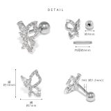 軟骨ピアス 蝶々バタフライジュエルCZイヤーフィット ボディピアス | ボディピアス専門店凛RIN | 詳細画像8 