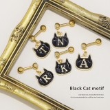ボディピアス 黒猫イニシャル 片耳用揺れるくろねこクロネコ | ボディピアス専門店凛RIN | 詳細画像3