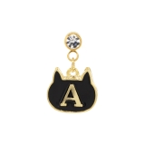 A | ボディピアス 黒猫イニシャル 片耳用揺れるくろねこクロネコ | ボディピアス専門店凛RIN
