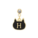 H | ボディピアス 黒猫イニシャル 片耳用揺れるくろねこクロネコ | ボディピアス専門店凛RIN