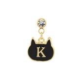 K | ボディピアス 黒猫イニシャル 片耳用揺れるくろねこクロネコ | ボディピアス専門店凛RIN