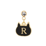R | ボディピアス 黒猫イニシャル 片耳用揺れるくろねこクロネコ | ボディピアス専門店凛RIN