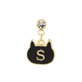 S | ボディピアス 黒猫イニシャル 片耳用揺れるくろねこクロネコ | ボディピアス専門店凛RIN