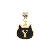 Y | ボディピアス 黒猫イニシャル 片耳用揺れるくろねこクロネコ | ボディピアス専門店凛RIN