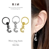 軟骨ピアス 月星三日月 ムーンジュエル揺れるキャプティブビーズリング | ボディピアス専門店凛RIN | 詳細画像1 