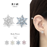 軟骨ピアス 雪の結晶スノークリスタル凛オリジナル冬クリスマス ボディピアス | ボディピアス専門店凛RIN | 詳細画像1 