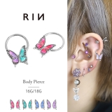 軟骨ピアス 蝶々バタフライ羽ピンクグリーンブルーパープル ボディピアス | ボディピアス専門店凛RIN | 詳細画像1