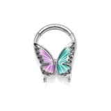左パープル・右グリーン | 軟骨ピアス 蝶々バタフライ羽ピンクグリーンブルーパープル ボディピアス | ボディピアス専門店凛RIN
