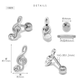 軟骨ピアス 音符ト音記号ジュエルキラキラサージカルステンレス ボディピアス | ボディピアス専門店凛RIN | 詳細画像12 