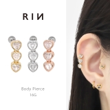 軟骨ピアス ハートジュエル大人カワイイ揺れる3連 ボディピアス | ボディピアス専門店凛RIN | 詳細画像1