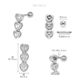 軟骨ピアス ハートジュエル大人カワイイ揺れる3連 ボディピアス | ボディピアス専門店凛RIN | 詳細画像10