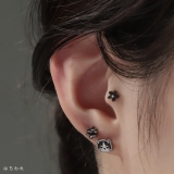 軟骨ピアス 猫ねこネコキャットフェイスかわいい白黒三毛はちわれ折れ耳 ボディピア… | ボディピアス専門店凛RIN | 詳細画像11