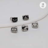 軟骨ピアス 猫ねこネコキャットフェイスかわいい白黒三毛はちわれ折れ耳 ボディピア… | ボディピアス専門店凛RIN | 詳細画像2