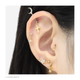 【セット】神カスタム 軟骨ピアス ハートムーンジュエルアンテナヘリックスクロスチ… | ボディピアス専門店凛RIN | 詳細画像7