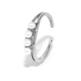 シルバー | 指輪リング シンプルパール4連デザインリング大人可愛い 上品オープンリング | ボディピアス専門店凛RIN