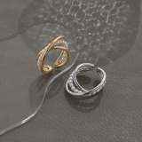 指輪リング スタイリッシュクロスライン パールフリーサイズシックオープンリング | ボディピアス専門店凛RIN | 詳細画像4 