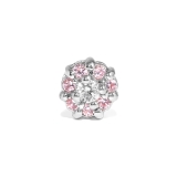 シルバー/ピンク | 軟骨ピアス お花みたいなフラワージュエルビジュー花金属アレルギー ボディピアス | ボディピアス専門店凛RIN