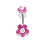 シルバー・ピンク | へそピアス 花 ボディピアス | ボディピアス専門店凛RIN