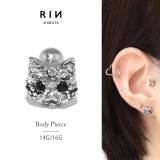 ねこピアス ジュエル軟骨ピアス 猫ネコ軟骨ピアスボディピアス | ボディピアス専門店凛RIN | 詳細画像1 