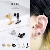 軟骨ピアス ネコねこ猫おさかな骨ゆらゆらかわいい黒金 ボディピアス | ボディピアス専門店凛RIN | 詳細画像1
