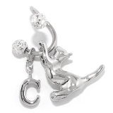 C | 軟骨ピアス スパイラルバーベルかわいい猫英字チャーム 片耳用ボディピアス | ボディピアス専門店凛RIN