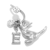 E | 軟骨ピアス スパイラルバーベルかわいい猫英字チャーム 片耳用ボディピアス | ボディピアス専門店凛RIN