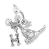 H | 軟骨ピアス スパイラルバーベルかわいい猫英字チャーム 片耳用ボディピアス | ボディピアス専門店凛RIN