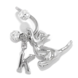 K | 軟骨ピアス スパイラルバーベルかわいい猫英字チャーム 片耳用ボディピアス | ボディピアス専門店凛RIN