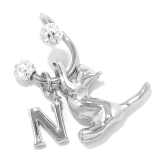 N | 軟骨ピアス スパイラルバーベルかわいい猫英字チャーム 片耳用ボディピアス | ボディピアス専門店凛RIN