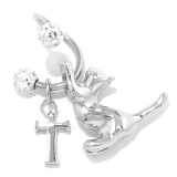 T | 軟骨ピアス スパイラルバーベルかわいい猫英字チャーム 片耳用ボディピアス | ボディピアス専門店凛RIN