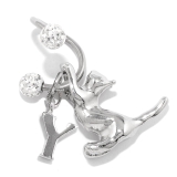 Y | 軟骨ピアス スパイラルバーベルかわいい猫英字チャーム 片耳用ボディピアス | ボディピアス専門店凛RIN