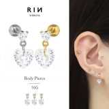 軟骨ピアス ジュエルハート揺れるチャームキュービックジルコニア ボディピアス | ボディピアス専門店凛RIN | 詳細画像1