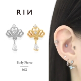 ボディピアス軟骨ピアス プリンセスティアラクラウン ジュエル王冠チャーム付き | ボディピアス専門店凛RIN | 詳細画像1