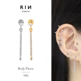 軟骨ピアス ジュエルバーロングジルコニア揺れる ボディピアス | ボディピアス専門店凛RIN | 詳細画像1