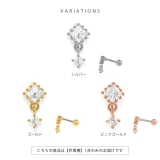 軟骨ピアス ジュエルスクエアチャーム付きキュービックジルコニア ボディピアス | ボディピアス専門店凛RIN | 詳細画像8 