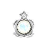 ホワイト | 軟骨ピアス かわいい ジュエルフラワー花小さめミルキーカラー | ボディピアス専門店凛RIN