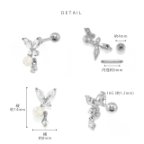 軟骨ピアス 蝶々ジュエル揺れるかわいいジルコニア ボディピアス | ボディピアス専門店凛RIN | 詳細画像8