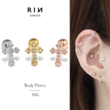 軟骨ピアス クロス十字架 ジュエルキュービックジルコニア | ボディピアス専門店凛RIN | 詳細画像1