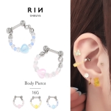 軟骨ピアス ビーズチェーンハートはーと かわいいカラフルストレートバーベル | ボディピアス専門店凛RIN | 詳細画像1 