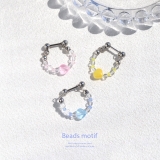 軟骨ピアス ビーズチェーンハートはーと かわいいカラフルストレートバーベル | ボディピアス専門店凛RIN | 詳細画像2 