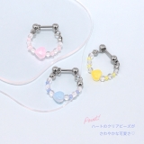 軟骨ピアス ビーズチェーンハートはーと かわいいカラフルストレートバーベル | ボディピアス専門店凛RIN | 詳細画像3 